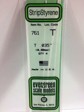 Opaque White Polystyrene T-Shape 0.035"x14" (4) (EVG761)