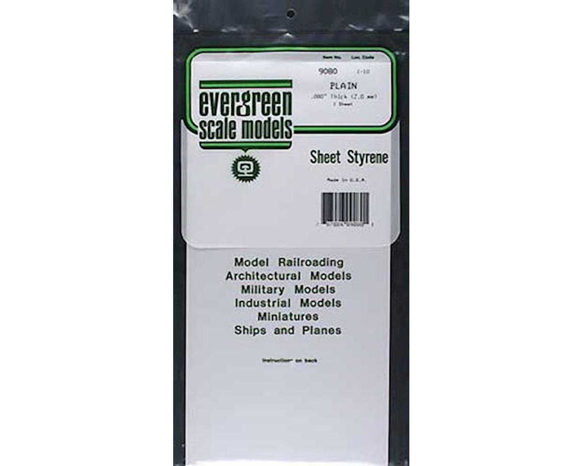 Opaque White Polystyrene Sheet 0.080"x6"x12" (1) (EVG9080)