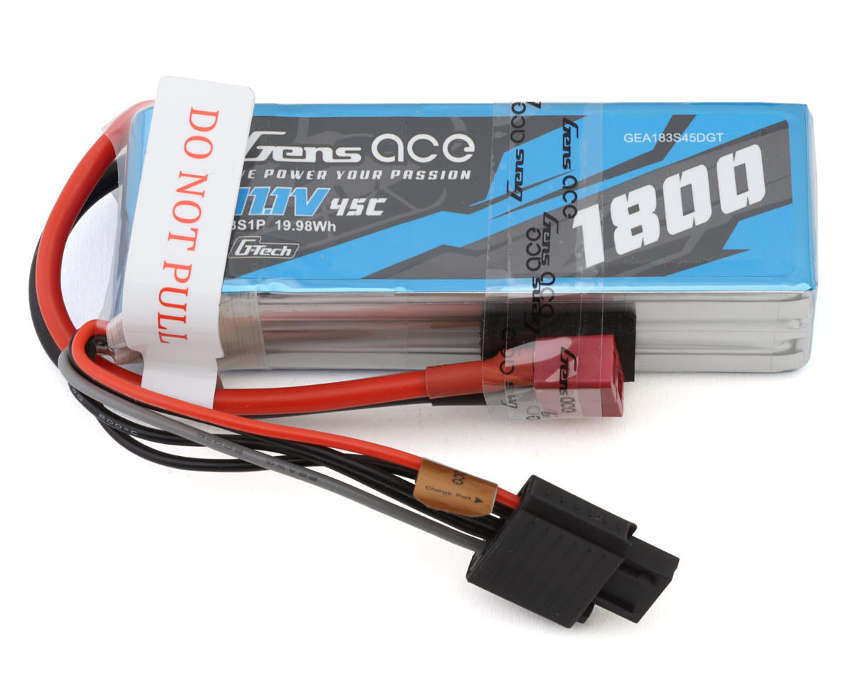 1800mAh 3S 11.1V 45C Softcase LiPo Battery, Deans Connector (GEA183S45DGT)