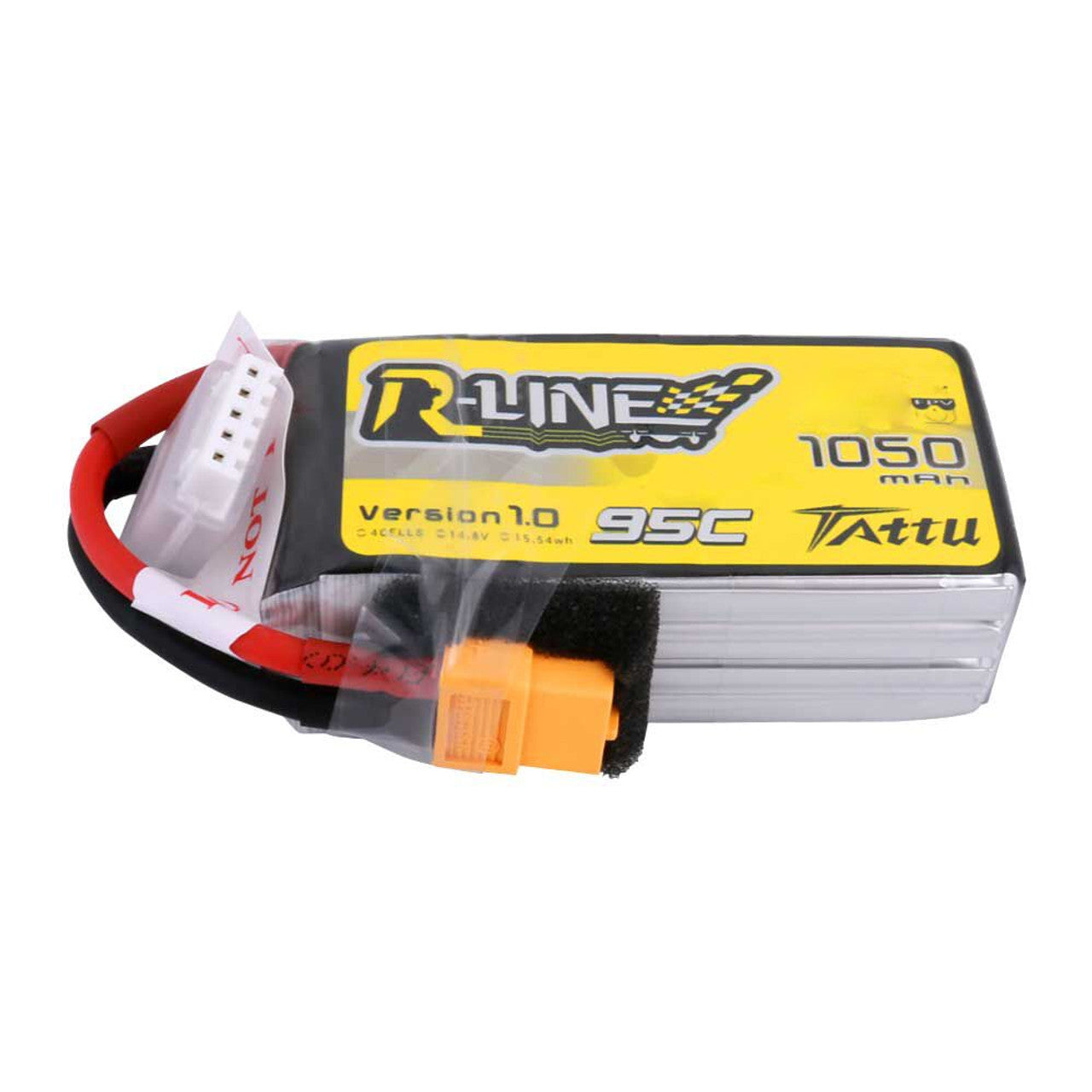 R-Line v1.0 1050mAh 4S 14.8V 95C Softcase LiPo Battery, XT60 Connector (GEARL95C10504S)