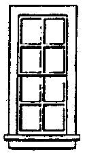 HO Double-Hung 8-Pane Window, Scale 27"x64" (8) (GLP5029)