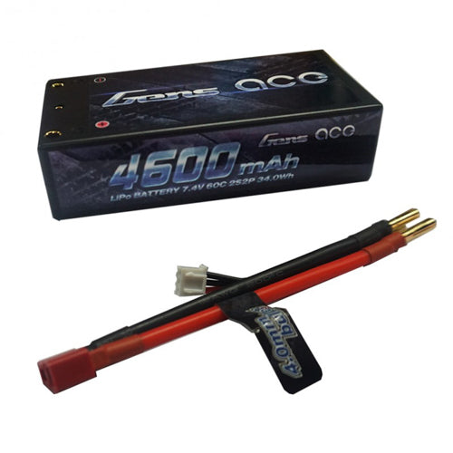 4600mAh 7.4V 60C 2S Hardcase Shorty LiPo Battery Pack with 4mm Bullet Plugs (HC-60C-4600-2S)