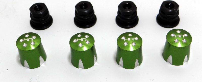 Aluminum Wheel Nut Caps and 4mm Nuts, Green (4) (HRAACC74MA05)