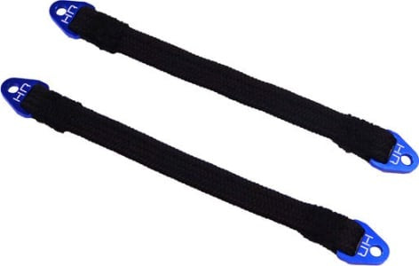 Suspension Travel Limit Straps 110mm, Black Strap with Blue Clevis Buckles (2) (HRALS110T0606)