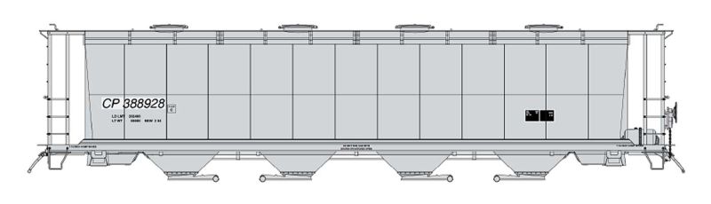 HO 4-Bay Cylindrical Covered Hopper with Round Hatches, Canadian Pacific (CP) (IMR45241)