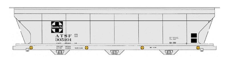 HO ACF 4650 3-Bay Hopper, Santa Fe (ATSF) (IMR47086)