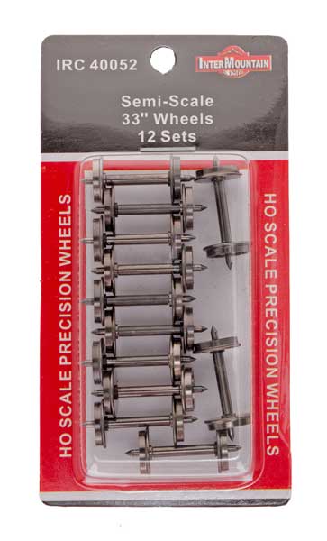 HO Nickel Silver Plated Brass Insulated Wheelsets, 33" Semi-Scale Wheels (12) (IMRW40052)