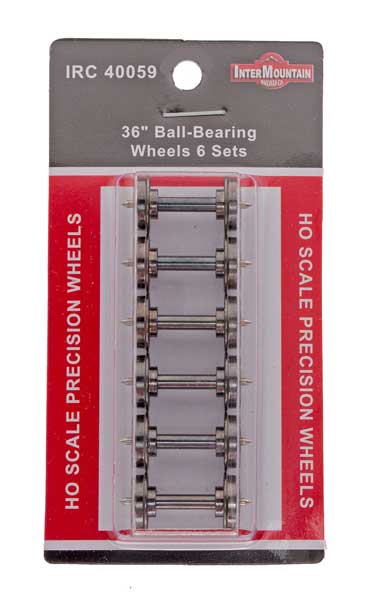 HO Nickel Silver Plated Brass Insulated Wheelsets, 36" Ball-Bearing Wheels (6) (IMRW40059)