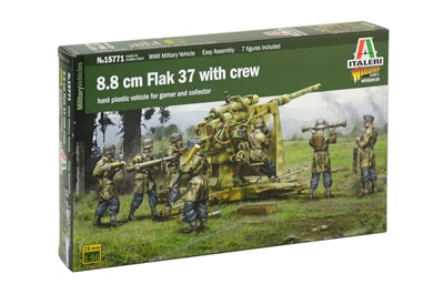 1/56 8.8 CM Flak 37 with Crew Plastic Model Kit (ITA15771)