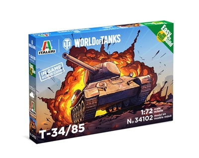 1/72 T-34/85 (Wolrd of Tanks) Fast Assembly Snap-Together Plastic Model Kit (ITA34102)