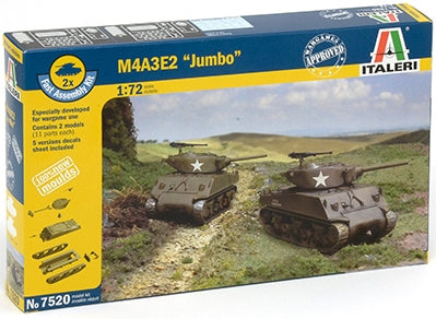1/72 M4A3E2 "Jumbo" Fast Assembly Snap-Together Plastic Model Kits (2) (ITA7520)
