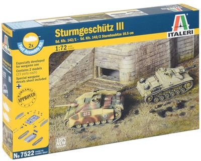 1/72 Sturmgeschutz III Sd.Kfz.142/1 Fast Assembly Snap-Together Plastic Model Kits (2) (ITA7522)