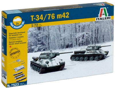 1/72 T 34 / 76 M42 Fast Assembly Snap-Together Plastic Model Kits (2) (ITA7523)