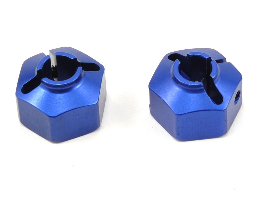 12mm Aluminum Rear Hex Adapter Set for Team Associated and Losi Short Course Trucks, Blue (2) (JCO2081)