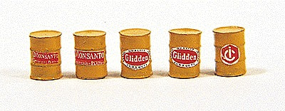 HO Industrial Barrels, Yellow (5) (JLI413)