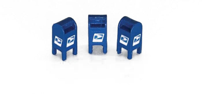 HO Custom U.S. Mail Street Mailbox, 1993-2022+ Blue (3) (JLI804)