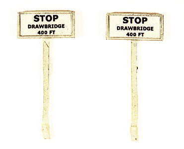HO Custom Railroad Right-of-Way Signs, Stop Drawbridge 400 Feet (2) (JLI847)