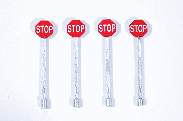 HO Custom Railroad Right-of-Way Signs, Red Stop Sign (4) (JLI851)
