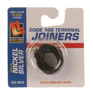 HO Code 100 Terminal Joiners with Black #22 Gauge Wire Nickel Silver (2) (LIF3010)