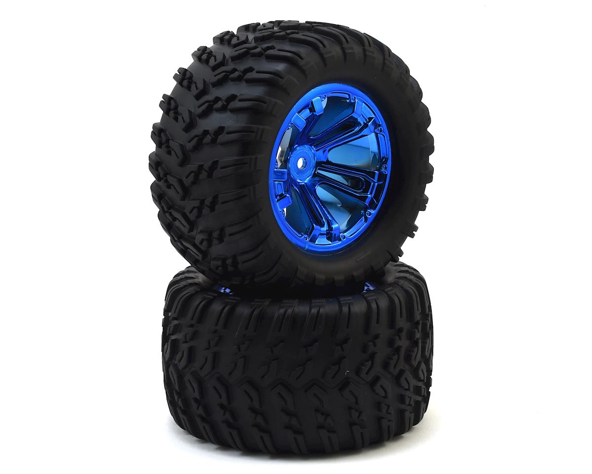 Premounted Tires with Blue Chrome Wheels for Tenacity T (2) (LOS43019)