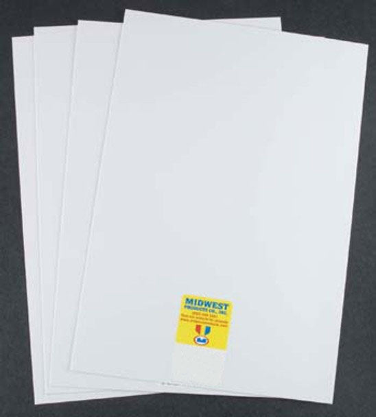 0.030" White Polystyrene Sheet, 7.6"x11" (1) (MID70103)