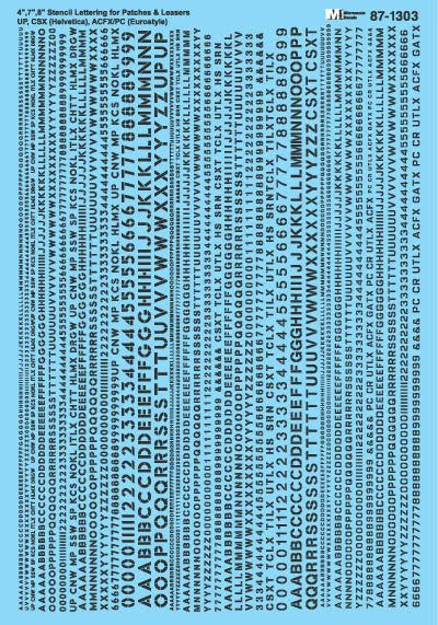 HO 4", 7", and 8" Black Stencil Lettering for Patches and Leasers #2 Decals (MSI871303)