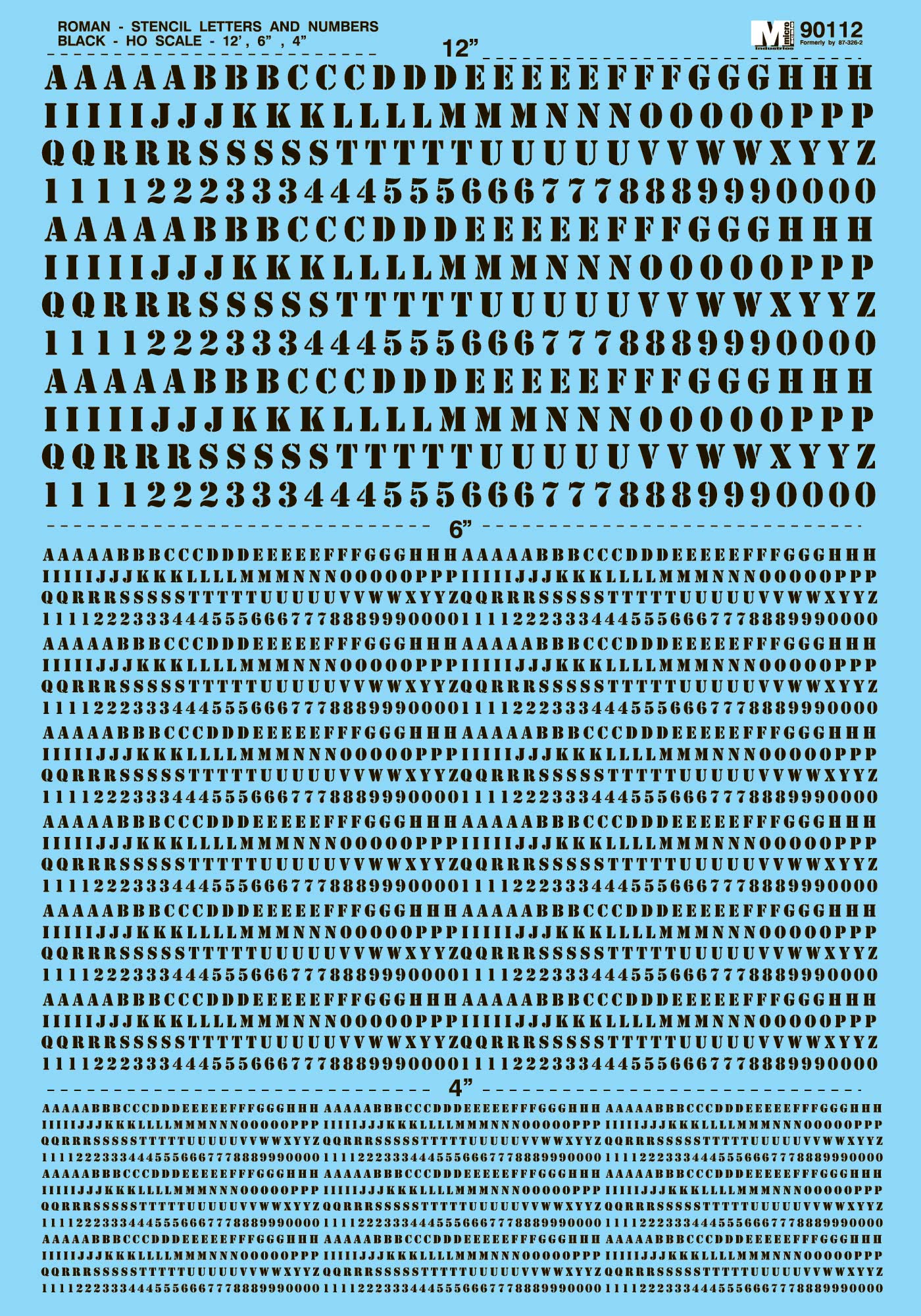 HO Alphabet and Number Decals: Roman Freight Stencil, Black (MSI90112)