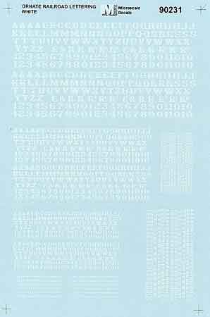 HO Alphabet and Number Decals: Ornate Railroad, White (MSI90231)