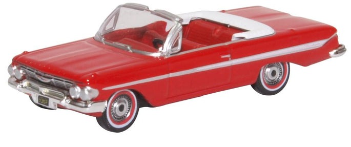 1/87 1961 Chevrolet Impala Convertible, Roman Red and White (OFD87CI61002)