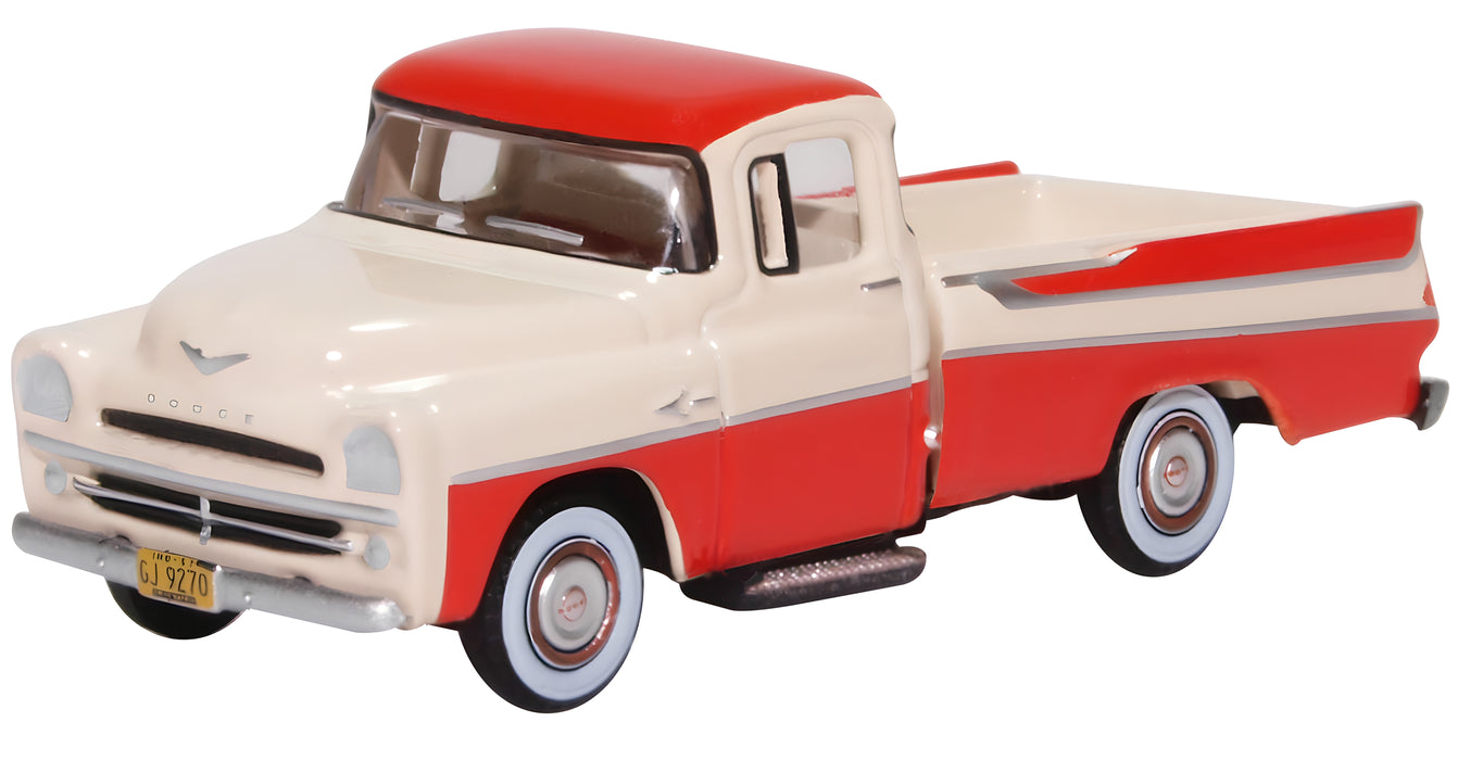1/87 1957 Dodge D100 Sweptside Pick Up, Tropical Coral and Glacier White (OFD87DP57001)
