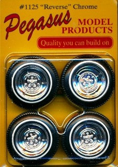 1/24-1/25 Reverse Chrome Rims with Tires (4) (PGH1125)