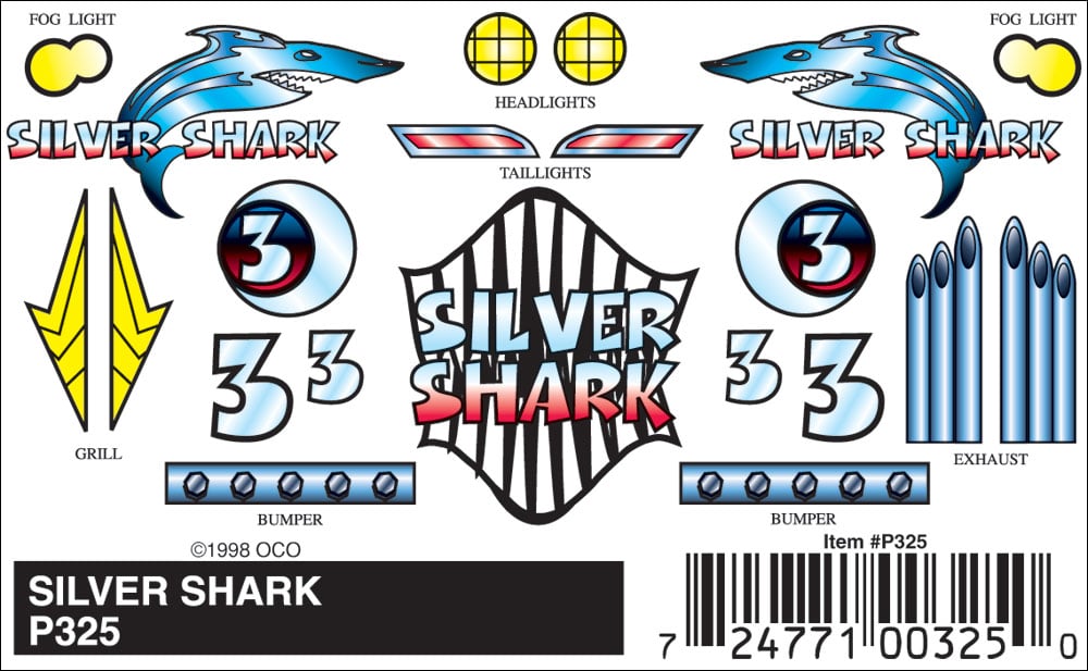 Silver Shark Pinecar Decals (PIN325)