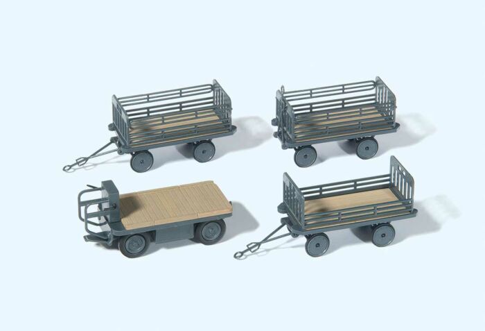 HO Electric Baggage Truck, Non-Operating, with 3 Trailers Kit, German Federal Railways DB (Era III) (PRE17126)