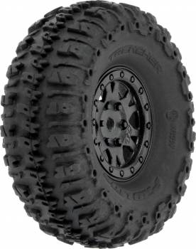 Trencher 1.0" Tires Mounted on 7mm Black Impulse Wheels, Front or Rear for Axial SCX24 (4) (PRO1020910)