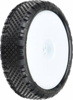 Prism 2.2" 2WD Z3 Mounted on Narrow White Wheels, Front for Kyosho RB7, Team Associated B6, B6D (2) (PRO827813)
