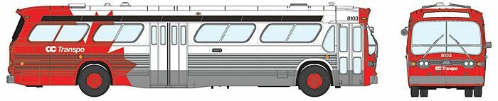 HO Assembled 1959-1986 GM New Look/Fishbowl Bus, Deluxe Lighted, Ottawa OC Transpo #8004 (RAP751028)