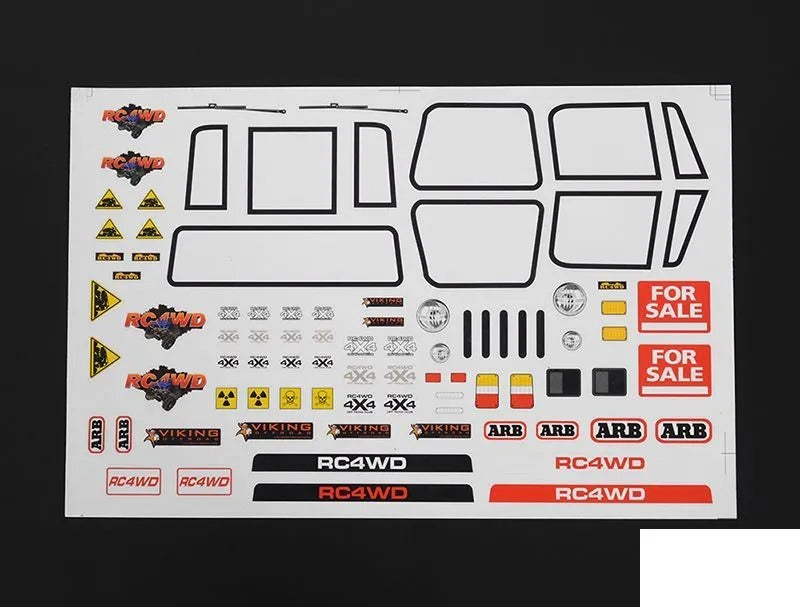 Generic Scale Body Decal Sticker Sheet V2 with Windows and Lights (RC4ZB0054)