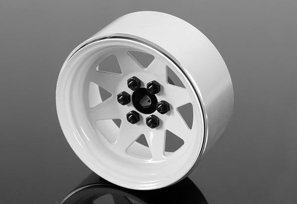 6 Lug Wagon 2.2" Steel Stamped Beadlock Wheels, White (RC4ZW0146)