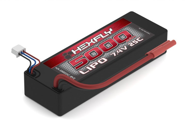 5000mAh 2S 7.4V 25C LiPo Battery with Banana Connector (RERHX500025CBV)