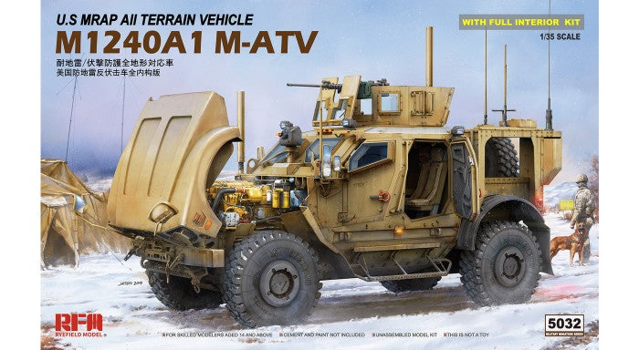 1&frasl;35 US M1240A1 M-ATV MRAP All-Terrain Vehicle with Full Interior Plas