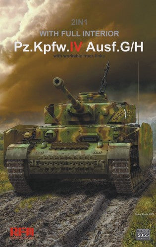 1/35 German PzKpfw IV Ausf G/H Tank with Full Interior and Workable Track Links 2-in-1 Plastic Model Kit (RFM5055)