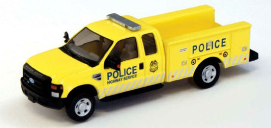 HO Assembled 2008 Ford F-350 Super Cab Pickup with Single Rear Wheels and Service Body, Police (Yellow, Gray, and Black) (RPS5385221P9)