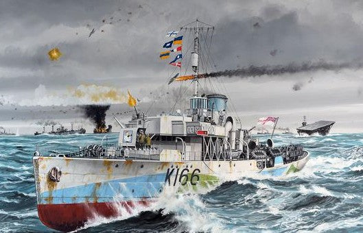 1/144 HMCS Snowberry Flower Class Corvette WWII Escort Warship Plastic Model Kit (RVL05132)