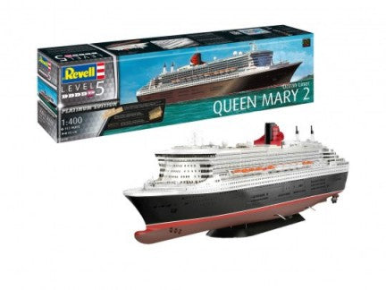 1/400 Queen Mary II Ocean Liner Platinum Limited Edition Plastic Model Kit (RVL05199)