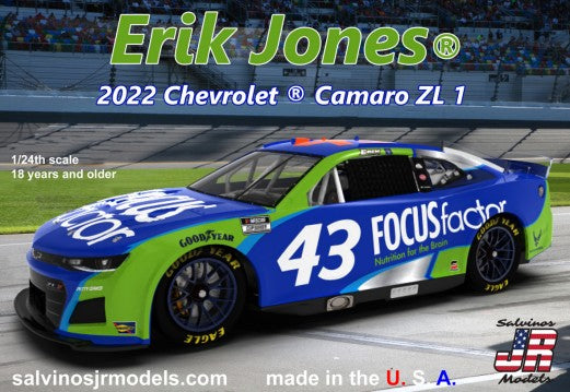 1/24 Erik Jones 2022 NASCAR Next Gen Chevrolet Camaro ZL1 Race Car Primary Livery Limited Production D Plastic Model Kit (SJM2022EJP)