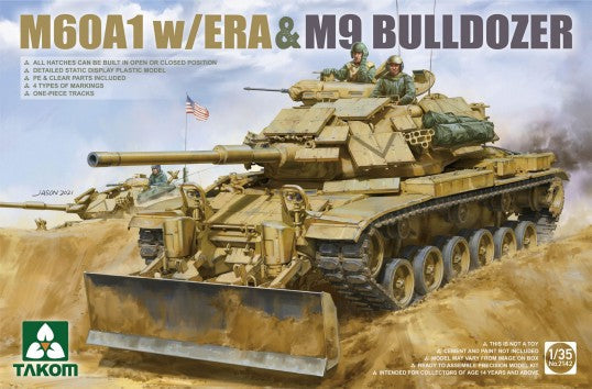 1/35 M60A1 Tank with ERA & M9 Bulldozer Plastic Model Kit (TAO2142)