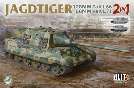 1/35 Jagdtiger Tank with 128mm Pak L66 & 88mm Pak L71 Guns 2-in-1 Plastic Model Kit (TAO8008)