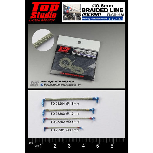 Silver Braided Line 0.8mm for Plastic Model Detailing (TPSTD23202)