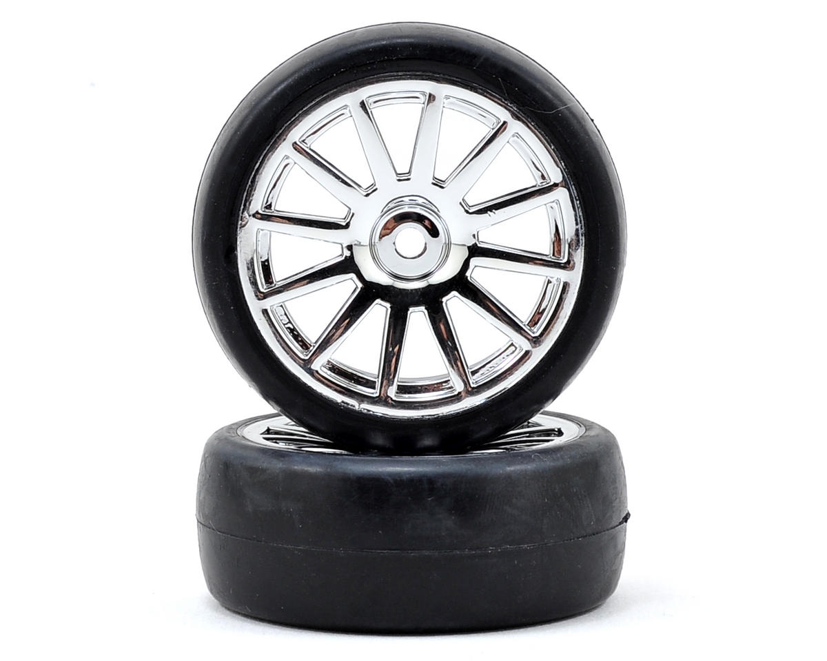 Slick Premounted Tires with Chrome 12-Spoke Wheels for Latrax Rally (2) (TRA7573)