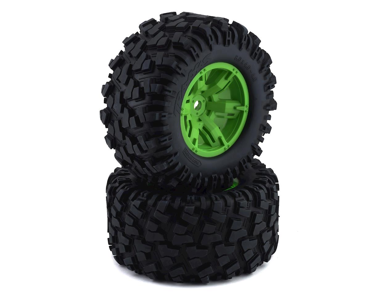 Premounted Tires with Green Wheels for X-Maxx (2) (TRA7772G)